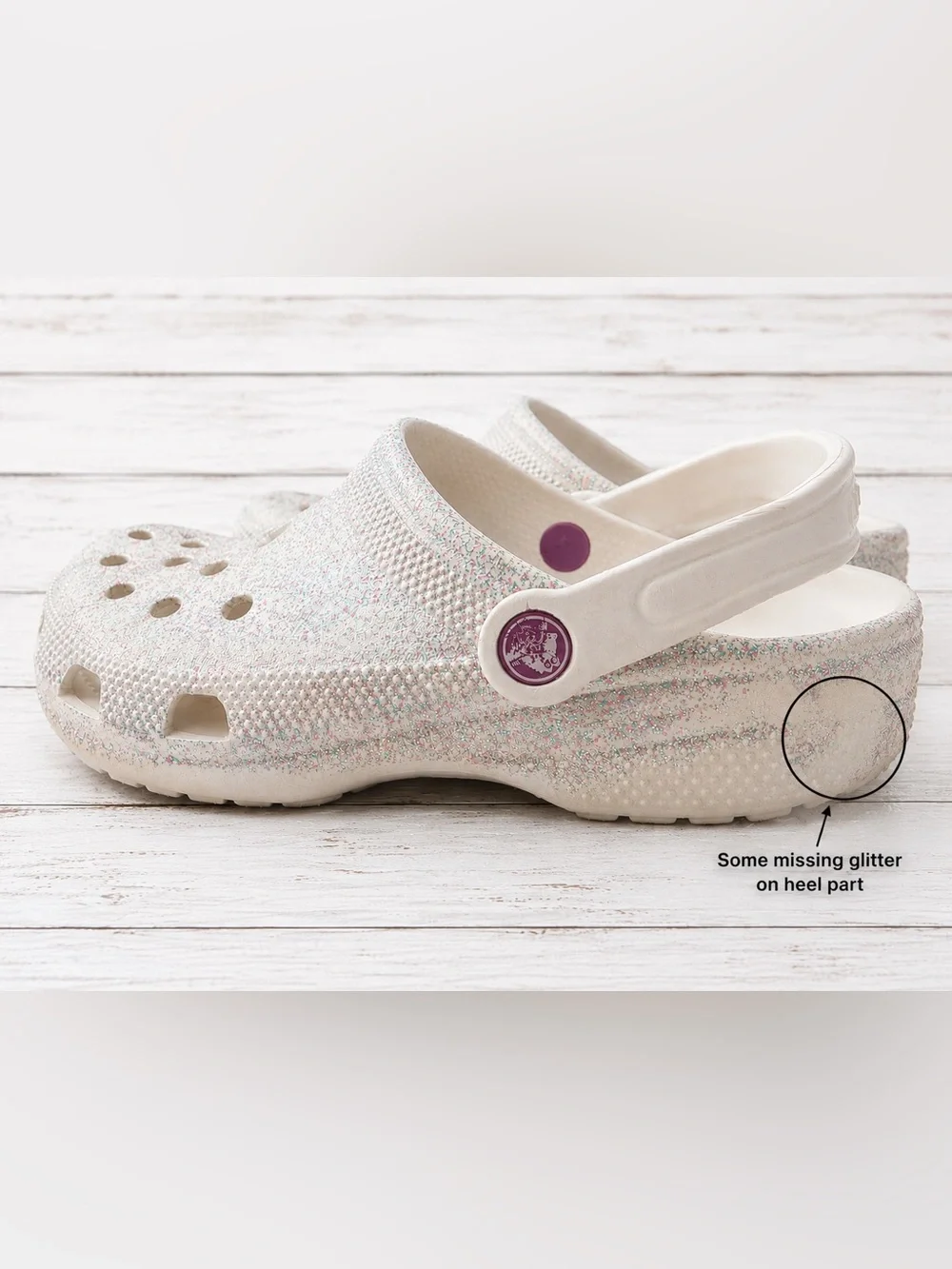 Crocs Classic Celebration Glitter Clogs Champagne Kids J6 Women’s 8